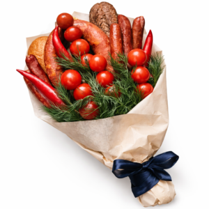 Букет из колбасы и помидоров