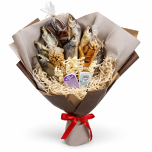 Мужской букет из рыбы и сухариками