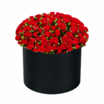 15 красных кустовых роз в шляпной коробке