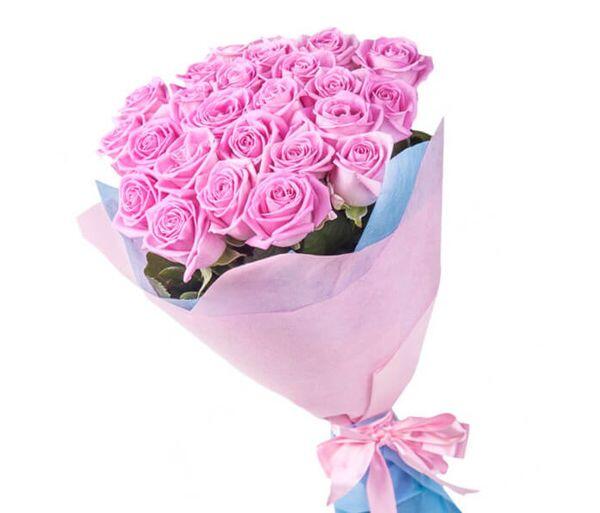 Розовая роза Аква 50 см 35 штук