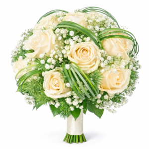 Свадебный букет невесты с бутоньеркой «Нежность кремовая»