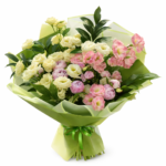 Сборный букет из эустомы и пионов