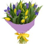 Bouquet of tulips and irises