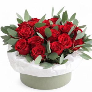 Роза 19 шт в шляпной коробке №16