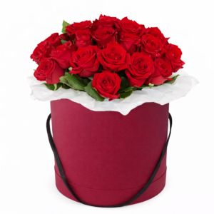 Розы в шляпной коробке 31 шт