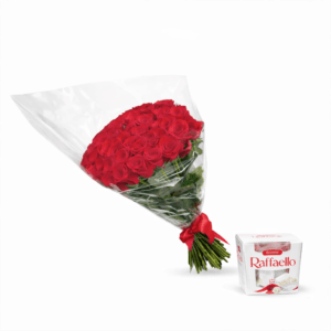 51 красная роза Эквадор + Raffaello