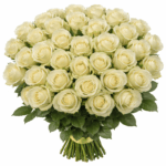 Белая роза 75 штук