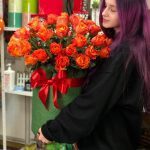 Giant box of orange roses 51 pcs
