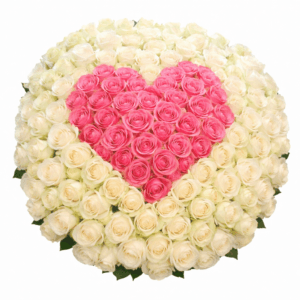 101 роза в форме сердца
