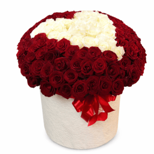 Сердце из 151 розы в коробке гигант