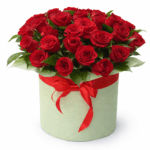 Букет 51 красная роза Эквадор в шляпной коробке