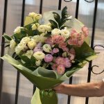 Combined bouquet of eustoma and peonies