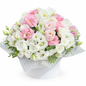 Эустома в шляпной коробке 35 веток