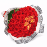 Букет огненный микс из 45 роз