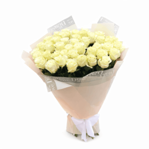 Гигантский букет из белых роз мондиаль 51шт