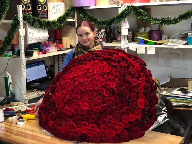 501 Red Roses Giant Bouquet of 501 Grand Prix Red Roses - Green Rose