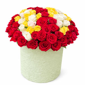 75 гигантских роз в шляпной коробке