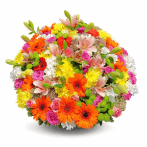 Сборный букет из лилии, герберы, кустовой хризантемы и розы