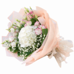 Букет из гортензии с эустомой