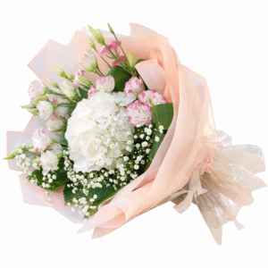 Букет из гортензии с эустомой