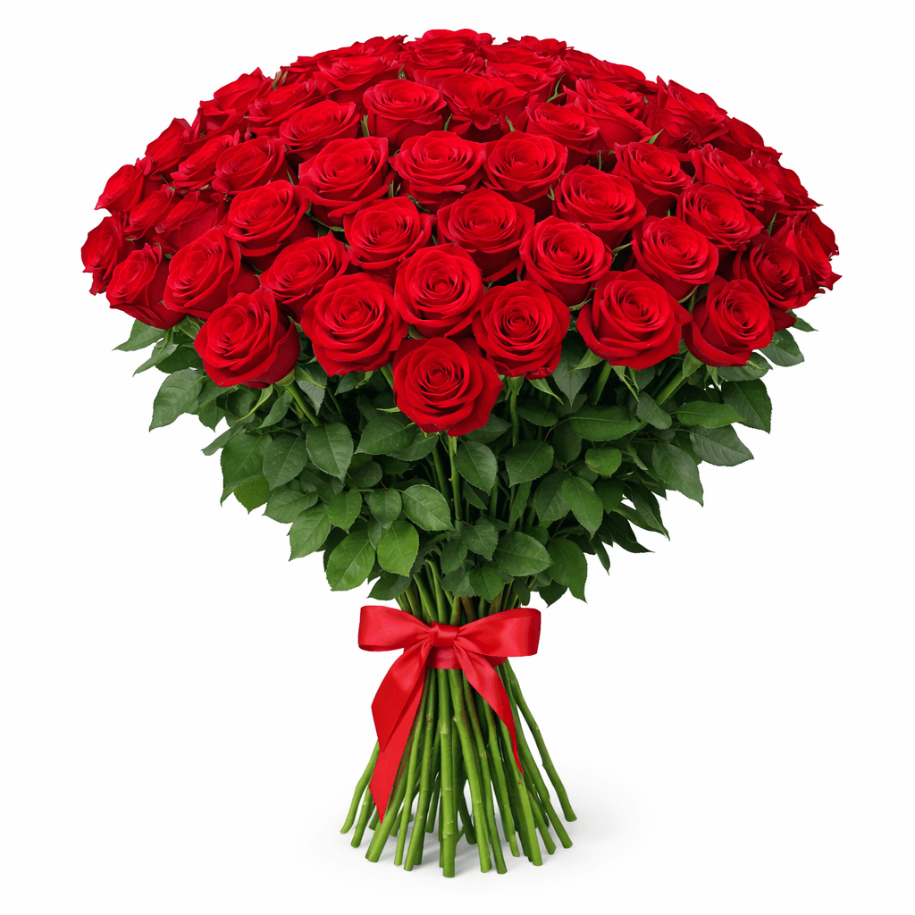 Букет 51 красная метровая роза Букет 51 красная метровая роза