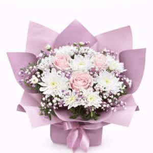 Букет з півоніями та хризантемами