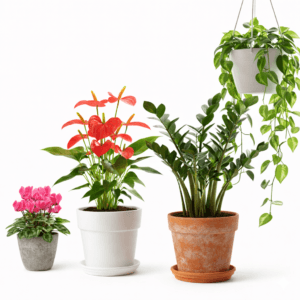 Живые цветы в вазоне