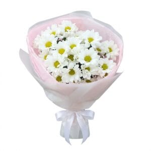 Букет из белоснежных ромашковых хризантем