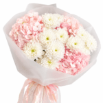 Микс нежной гортензии и кустовой хризантемы
