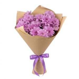 Монобукет из махровых кустовых хризантем
